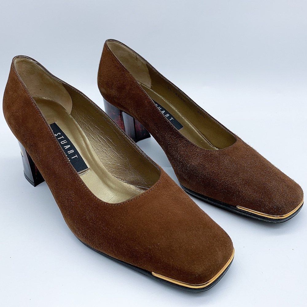 STUART WEITZMAN Suede Leather High Heels Classic Pumps in Brown